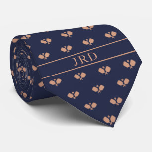 Pickleball Clubs Monogram Name Navy Blue Krawatte