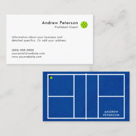 Pickleball Coach Blue Court Business Card Visitenkarte