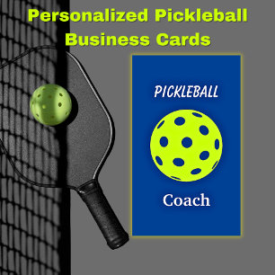 Pickleball Coach Blue Yellow Business Card Visitenkarte