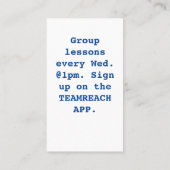 Pickleball Coach Blue Yellow Business Card Visitenkarte (Rückseite)