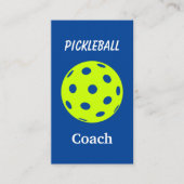 Pickleball Coach Blue Yellow Business Card Visitenkarte (Vorderseite)