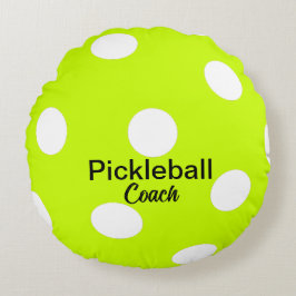 Pickleball Coach gelb Rundes Kissen