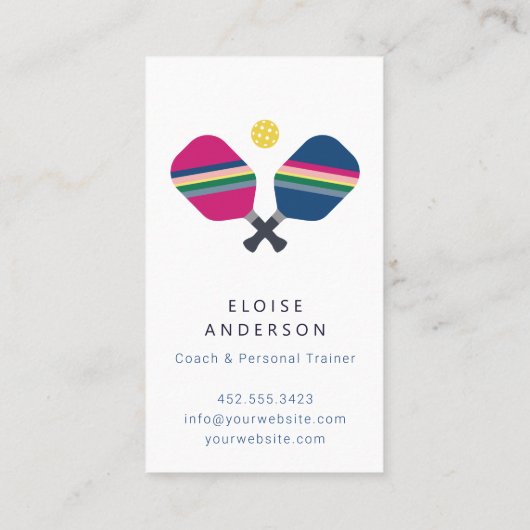 Pickleball Coach + Personal Trainer Business Card Visitenkarte (Rückseite)