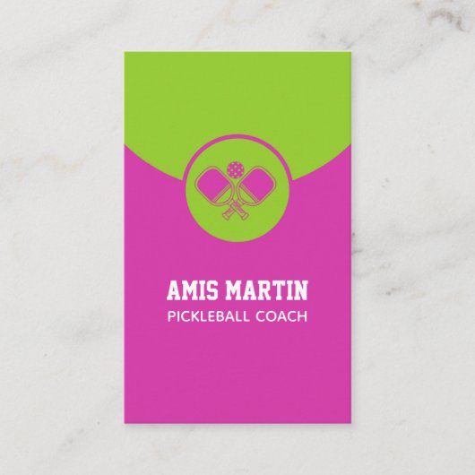 Pickleball Coach Pink Pickleball Paddel Visitenkarte (Vorderseite)