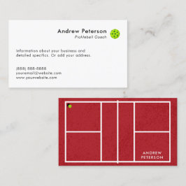 Pickleball Coach Red Court Business Card Visitenkarte