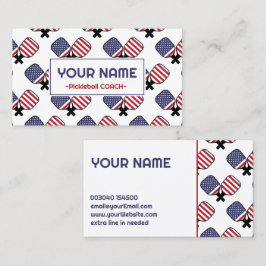Pickleball Coach - USA-Muster auf weiß Visitenkarte