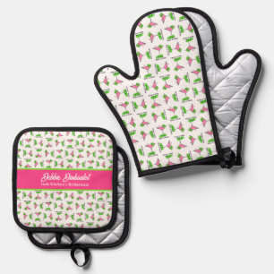 Pickleball Cocktail Dinks & Drinks Personalisiert Ofenhandschuh & Topflappen-Set
