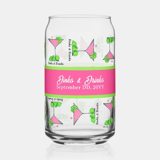 Pickleball Cocktail Dinks & Drinks Personalized Dosenglas (Rückseite)