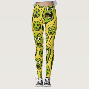 Pickleball Colorful Paddle Pattern - Urban Cartoon Leggings
