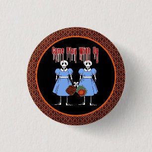 Pickleball Come Play mit Uns Horror Movie Twins Button