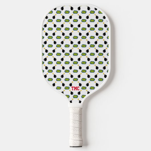 Pickleball Comic Superhero Initials Sportspiel Schläger (Vorderseite)