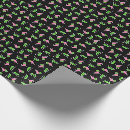 Pickleball Cosmo Cocktail Dinks & Drinks Black Geschenkpapier (Ecke)