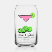 Pickleball Cosmo Dinks & Drinks Personalisiert Dosenglas (Vorderseite)