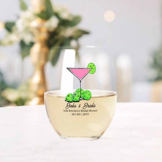 Pickleball Cosmo Dinks & Drinks Personalisiert Weinglas Ohne Stiel (Insitu (Hochzeit))
