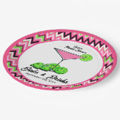 Pickleball Cosmo Dinks & Drinks Pink Argyle Pappteller (Schrägansicht)