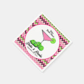 Pickleball Cosmo Dinks & Drinks Pink Argyle Serviette (Ecke)