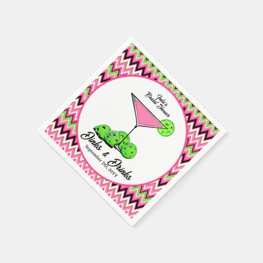 Pickleball Cosmo Dinks & Drinks Pink Argyle Serviette (Ecke)
