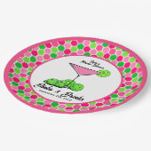 Pickleball Cosmo Dinks & Drinks Pink Honeycomb Pappteller (Schrägansicht)