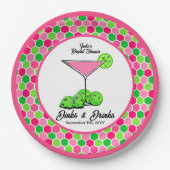 Pickleball Cosmo Dinks & Drinks Pink Honeycomb Pappteller (Vorderseite)