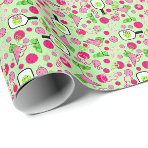 Pickleball Cosmo Tag Dinking auf Blassgrün Geschenkpapier