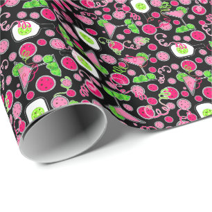 Pickleball Cosmo Tag Dinking auf Schwarz Geschenkpapier