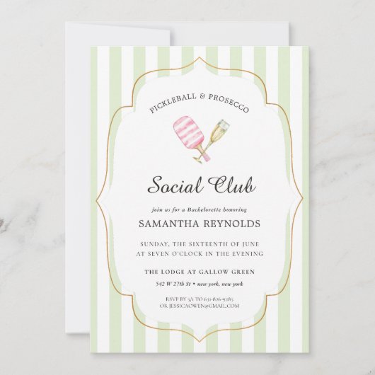 Pickleball Country Club | Bachelorette Einladung (Vorderseite)
