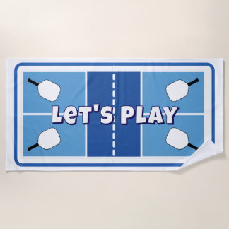 Pickleball Court Carolina Blue Personalisiert Strandtuch