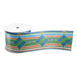 Pickleball Court Party Green Blue Orange Satinband