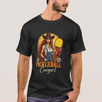 Pickleball Cowgirl Western Girl Funny Pickleball P T-Shirt