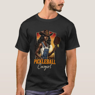 Pickleball Cowgirl Western Schwarze Cowgirl Pickle T-Shirt