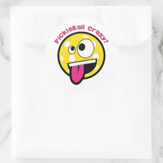 Pickleball Crazy Runder Aufkleber (Tasche)
