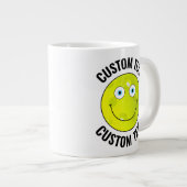 Pickleball Custom Happy Face & Personalisiert Text Jumbo-Tasse (Vorderseite Rechts)
