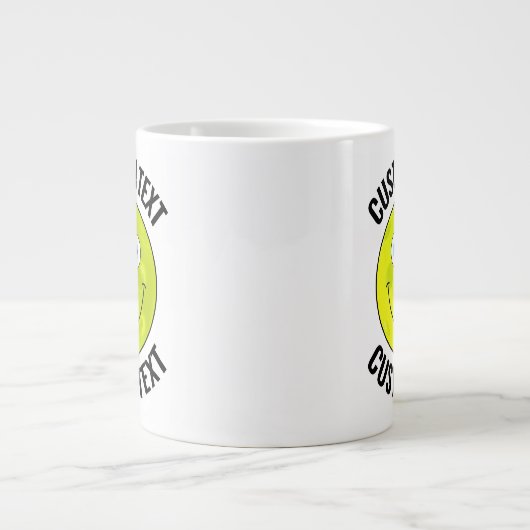 Pickleball Custom Happy Face & Personalisiert Text Jumbo-Tasse (Vorderseite)