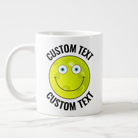 Pickleball Custom Happy Face & Personalisiert Text Jumbo-Tasse (Links)