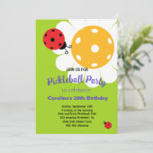 Pickleball Daisy B'day invitation + RSVP Card Karte (Stehend Vorderseite)