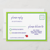 Pickleball Daisy B'day invitation + RSVP Card Karte (Rückseite)