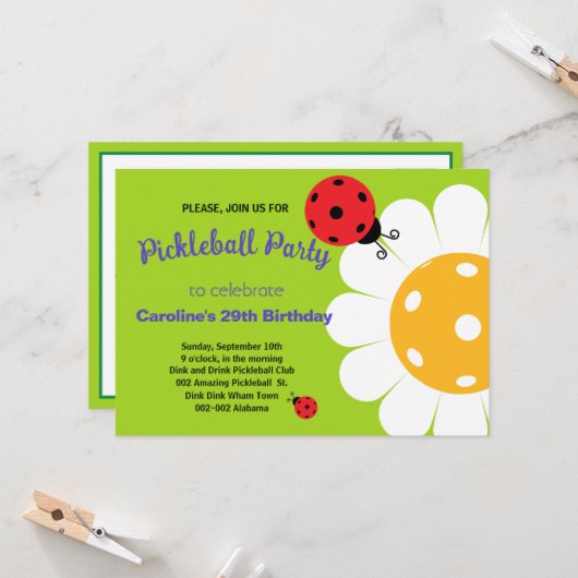 Pickleball Daisy & Ladybug B'day Invasion+ UAWG Karte (Vorderseite/Rückseite Beispiel)