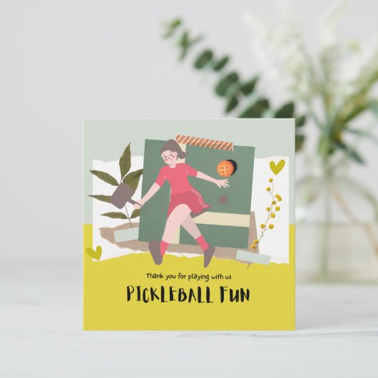 Pickleball Dankeskarte (Stehend Vorderseite)