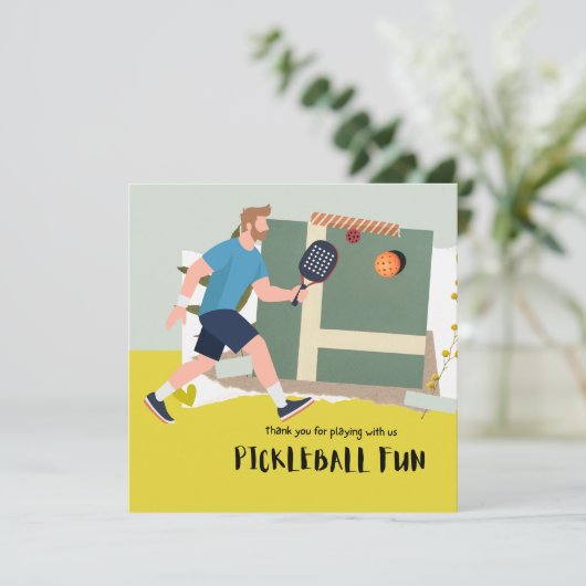 Pickleball Dankeskarte (Stehend Vorderseite)