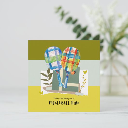 Pickleball Dankeskarte (Stehend Vorderseite)