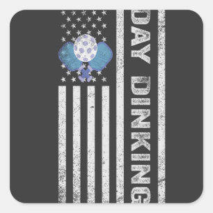 Pickleball Day Dinking American Patriotic Flag Quadratischer Aufkleber