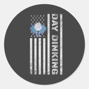 Pickleball Day Dinking American Patriotic Flag Runder Aufkleber