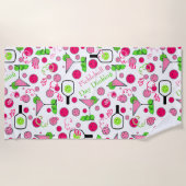 Pickleball Day Dinking Cosmo Cocktail Rosa Grün Strandtuch (Vorderseite)