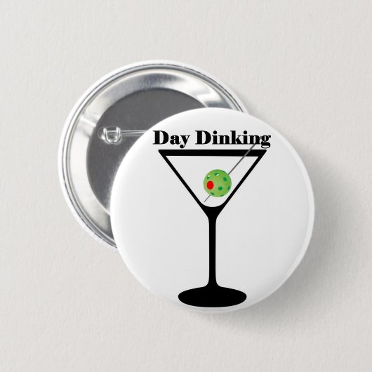 Pickleball Day Dinking Martini Pickleball Button (Vorne & Hinten)