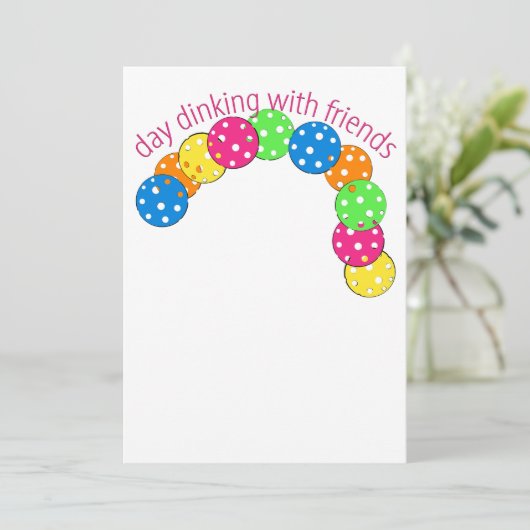 Pickleball Day Dinking mit Freunden Einladung (Stehend Vorderseite)