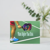 Pickleball denken, bevor Sie trinken Postkarte (Stehend Vorderseite)