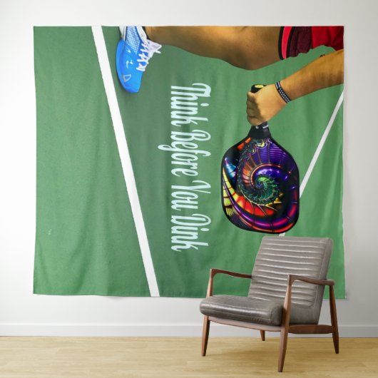 Pickleball denken, bevor Sie trinken Wandteppich (Beispiel (Horizontal))