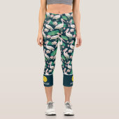 Pickleball Design tropischer Pelican Bird Custom Capri Leggings (Vorderseite)