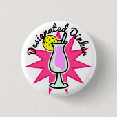 Pickleball Designated Dinker - Pink Cocktail Button (Vorderseite)