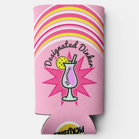 Pickleball Designated Dinker Pink Margarita Selters Dosenkühler (Rückseite)